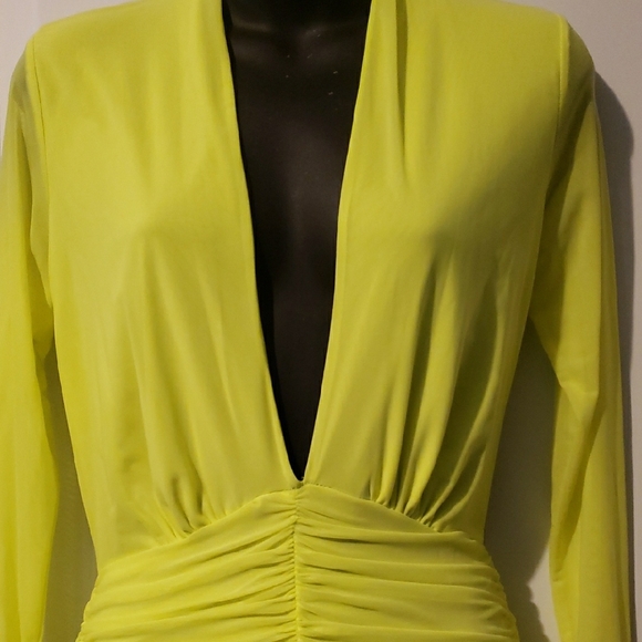 Chic Neon Yellow Ruched ROMPER - Picture 4 of 6